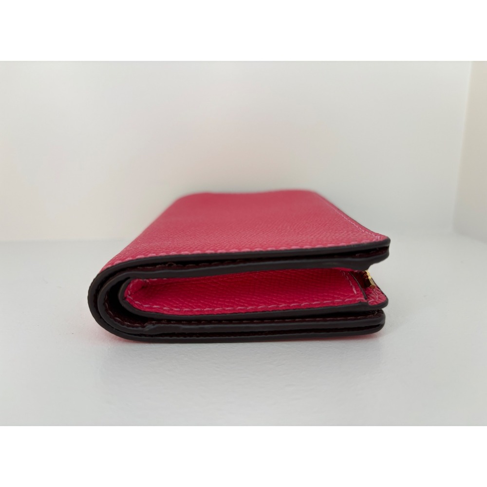Coach #F11484 M Corner Zip Wallet Coral Crossgrain Leather Bifold Gold Logo - Picture 4 of 14
